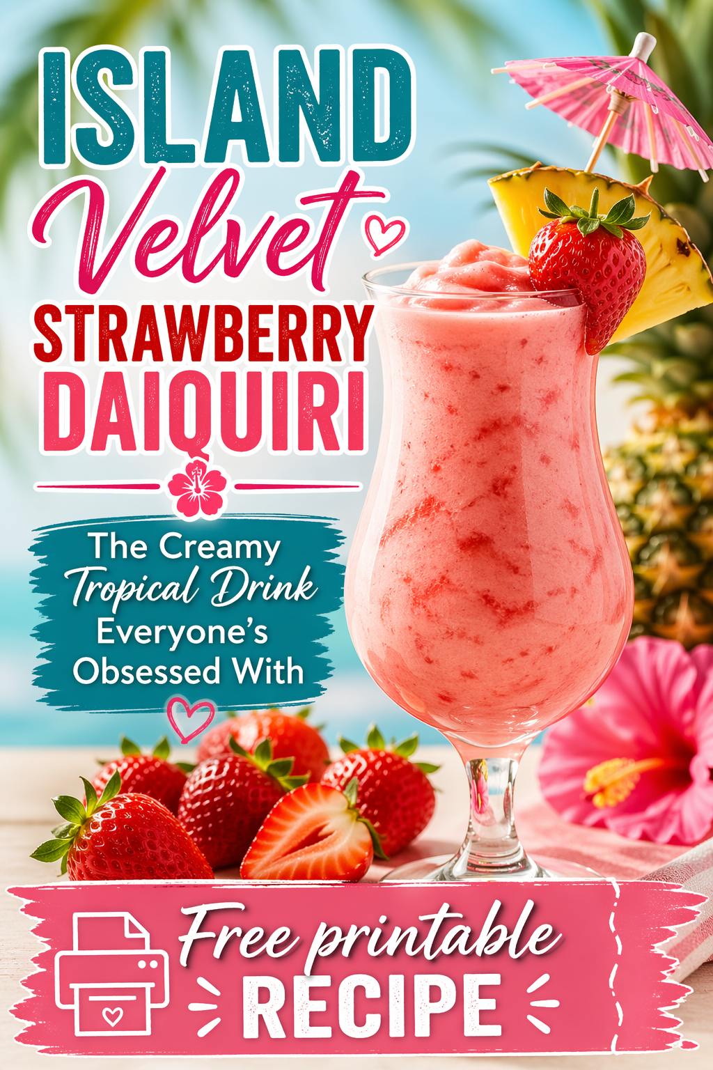 Island Velvet Strawberry Daiquiri – The Creamy Tropical Drink Everyone’s Obsessed